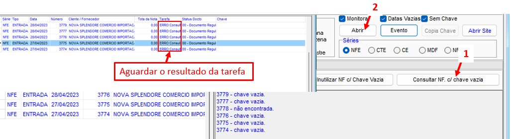 Consultar documentos fiscais sem chave