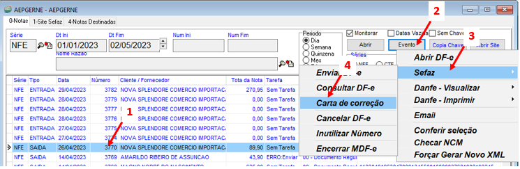 fazer carta de correção