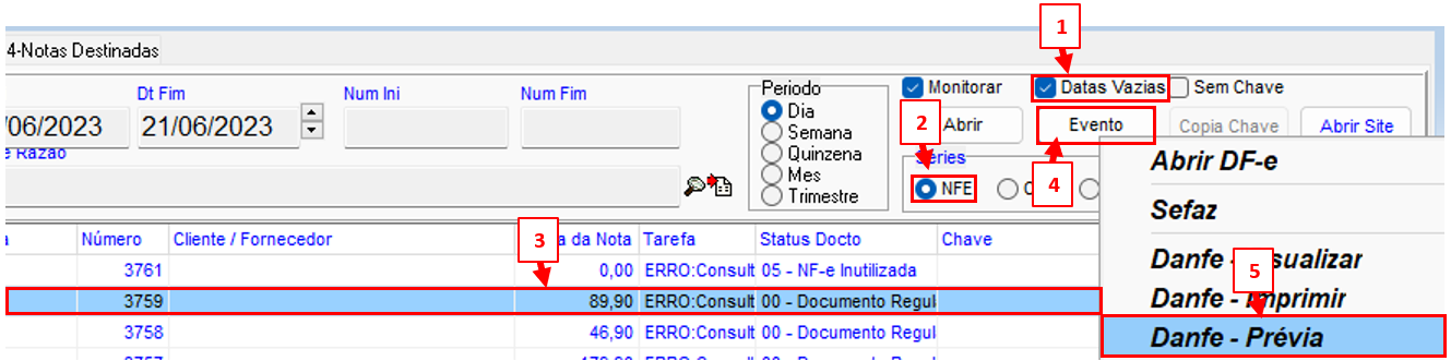 Exibir nota fiscal sem validade fiscal