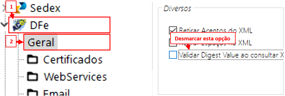 Rejeição: DigestValue do documento “x” não confere.