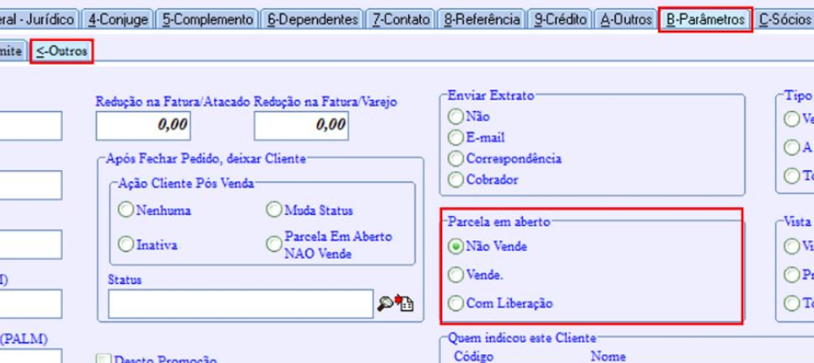 Restrição: Cliente Novo ou Com parcela em aberto