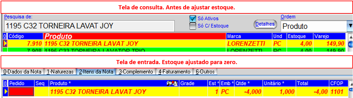 Entrada de Mercadoria sem NF-e (direta)