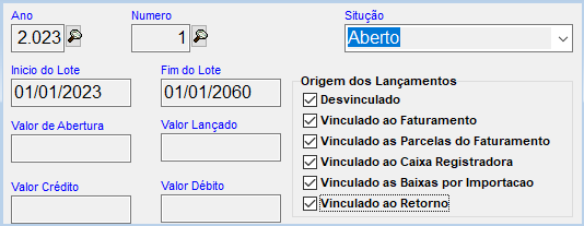 Não existe lote aberto nesta data de movimento!